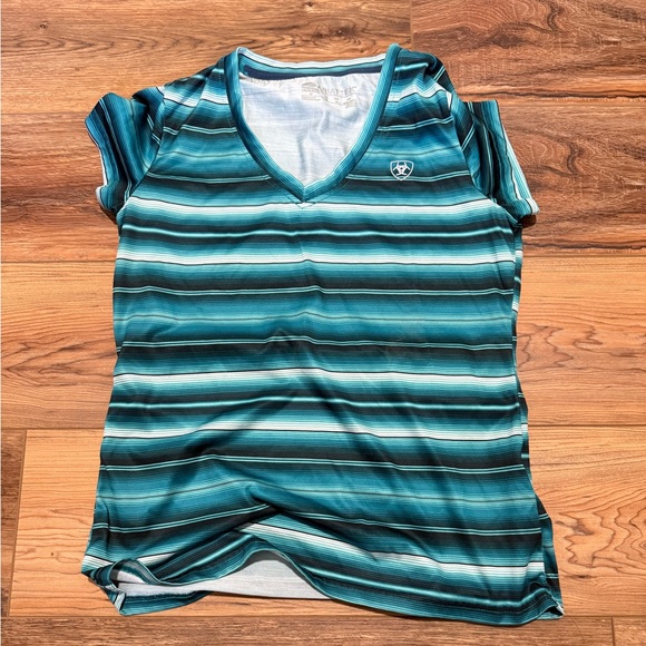 Ariat Teal and White Striped Women's Top - Picture 1 of 2